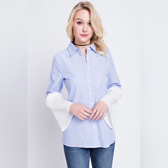 Light blue and white pinstripe button up - Picture 5 of 8